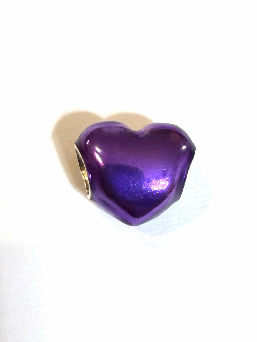 Pandora Moments Sterling Silver Metallic Purple Heart Charm